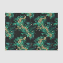 Papel De Seda Emerald Mint Gold Watercolor Abstract Decoupage 