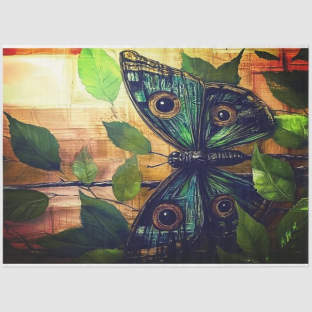 Papel De Seda Emerald Wings Tissue por Elsie Lane (Frente )