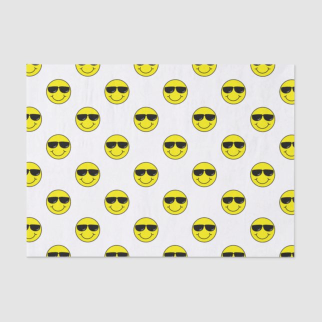 Papel De Seda Emoji legal enfrenta com óculos de sol (Frente )