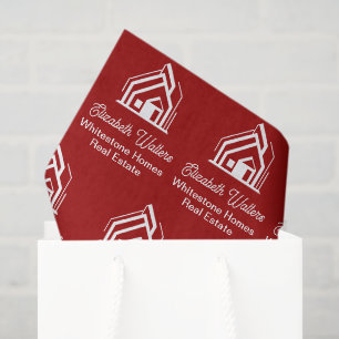 Papel De Seda Empresa de Imóveis Vermelha Corretor Personalizado