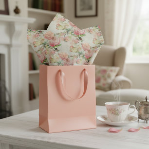 Papel De Seda Encantador Padrão Artístico de Rosas Florais Cor-d
