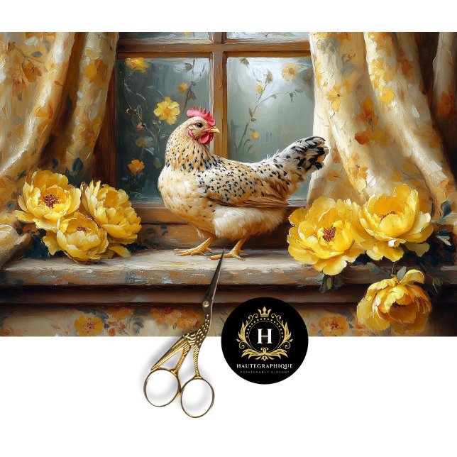 Papel De Seda Encantador Sunny Farmhouse Galinha Amarelo Desapar (Criador carregado)