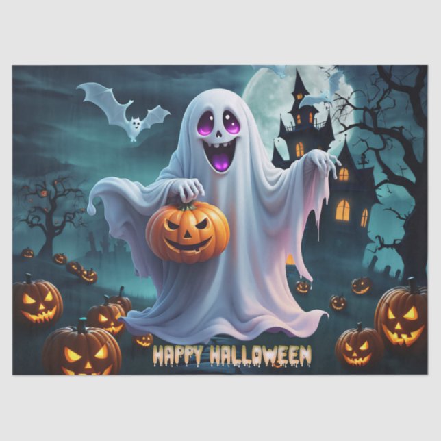 Papel De Seda Encantando a design de Halloween. (Frente )