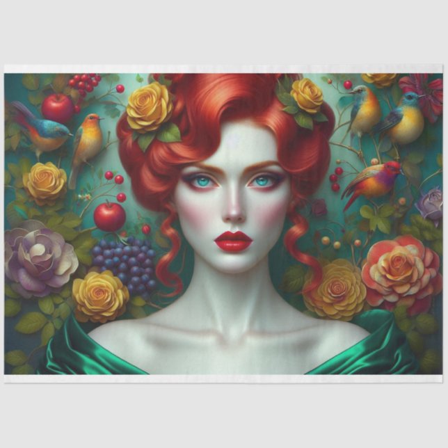 Papel De Seda Encantando a Dissociação de Pássaros Florais Redhe (Frente )