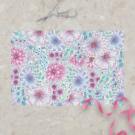 Papel De Seda Encantando Flores de Prados da Boêmia e Folhagem