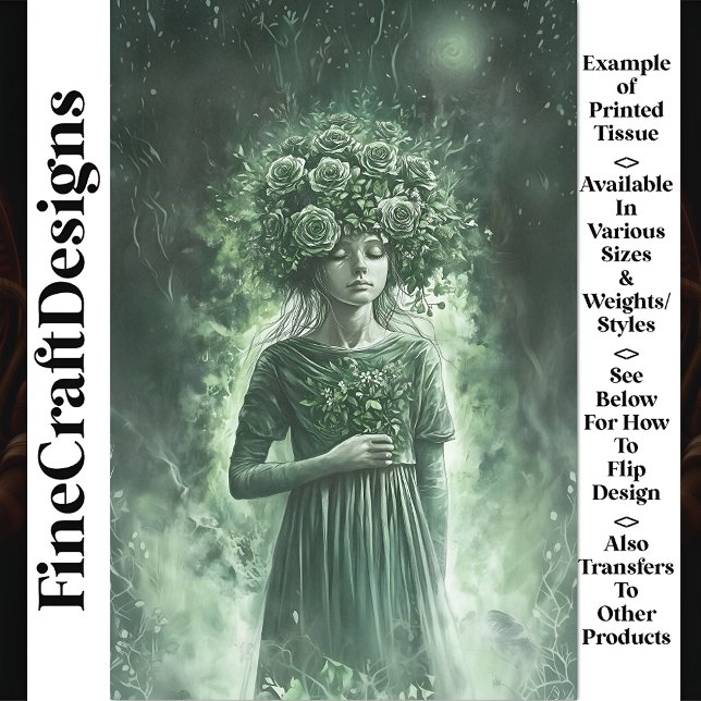Papel De Seda Encantando Rapariga Natureza Na Decoupage Da Coroa (Criador carregado)