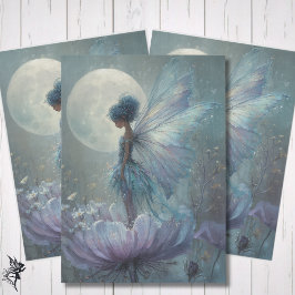 Papel De Seda Enchanted Blue Fairy Watercolor Fantasy Decoupage