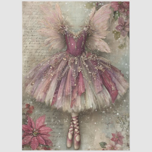 Papel De Seda Enchanted Christmas Fairy Ballerina Art Decoupage (Frente )