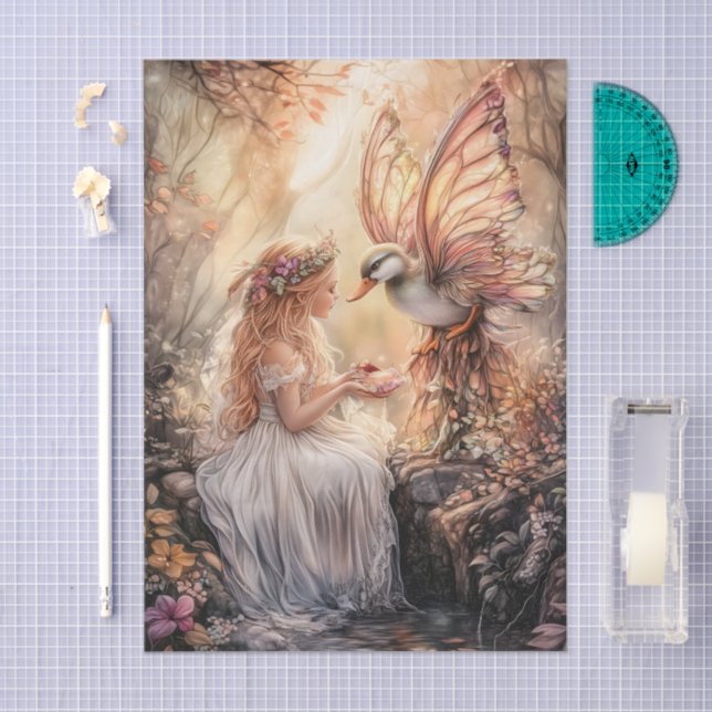 Papel De Seda Enchanted Duck Fairy Girl Decoupage (Arte )