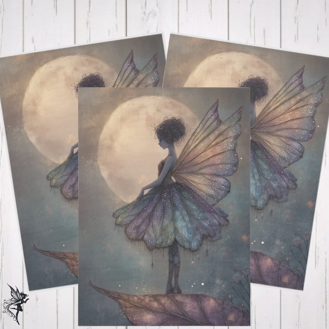 Papel De Seda Enchanted Moonlight Fairy Watercolor Fantasy (Criador carregado)