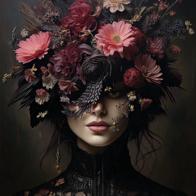 Papel De Seda Enchanted Noir – Deusa das Flores Góticas Decoupag (Criador carregado)