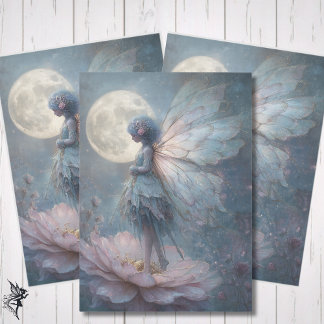 Papel De Seda Enchanted Pink Fairy Watercolor Fantasy Decoupage