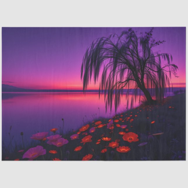 Papel De Seda Enchanted Purple Twilight Willow Decoupage Paper (Frente )