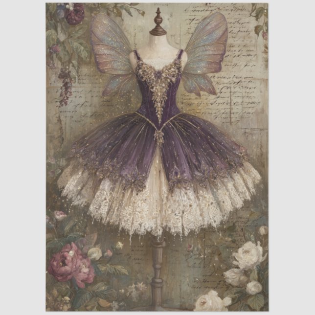 Papel De Seda Enchanted Sugar Plum Fairy Ballerina Art Decoupage (Frente )