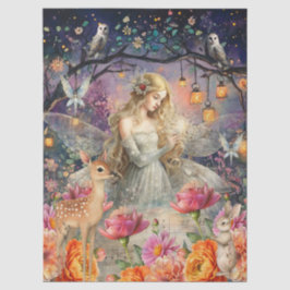 Papel De Seda Enchanted Woodland Animals & Fairy Decoupage Paper