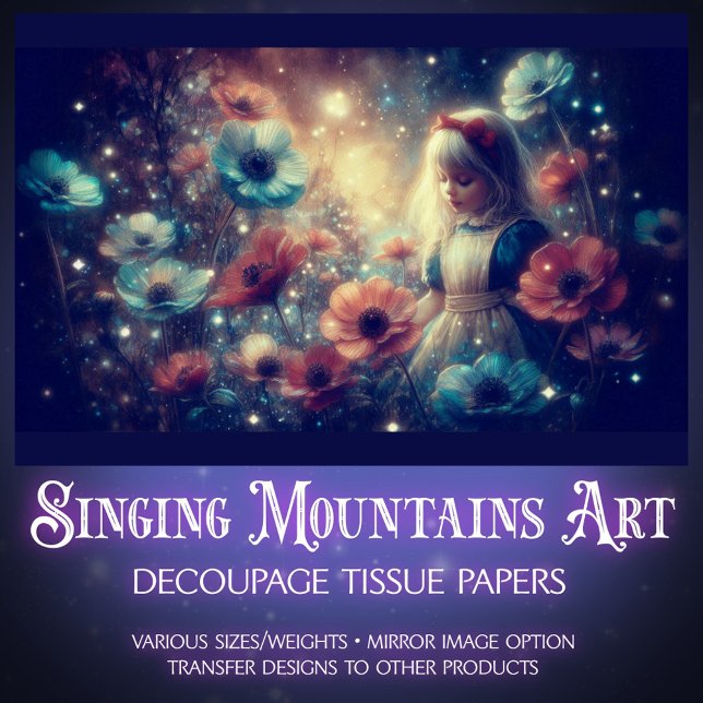 Papel De Seda Enchanting Night Garden With Alice Decoupage (Criador carregado)