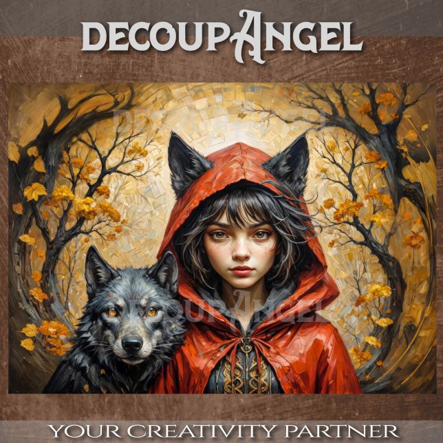 Papel De Seda Encontro Encantado - Pequeno Vermelho e Lobo Negro (Criador carregado)