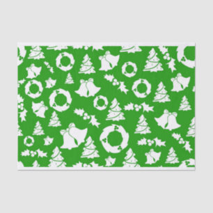 Papel De Seda Enfeites de natal brancos sobre fundo verde
