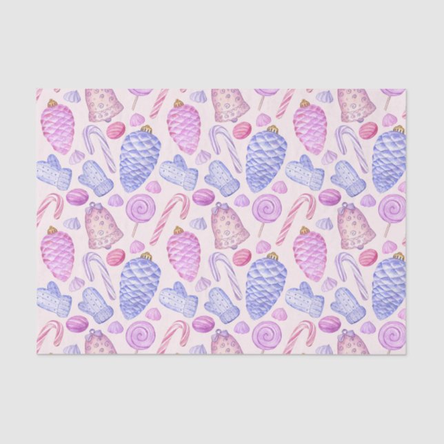 Papel De Seda Enfeites de natal de Aquarela, Canas Canais (Frente )