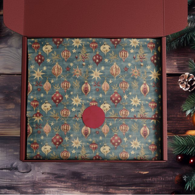 Papel De Seda Enfeites de natal Elegante Vermelho e Creme (Criador carregado)