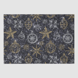 Papel De Seda Enfeites de natal em branco preto