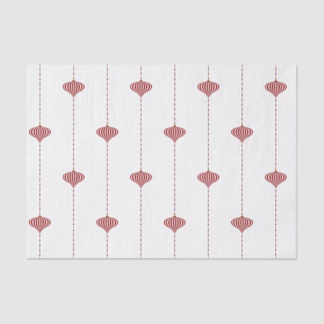 Papel De Seda Enfeites de Natal Listrados de Vermelho e Branco (Frente )