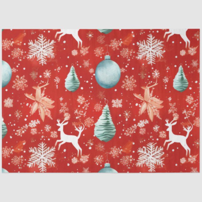 Papel De Seda Enfeites de natal Reindeer Snowflakes Natal (Frente )