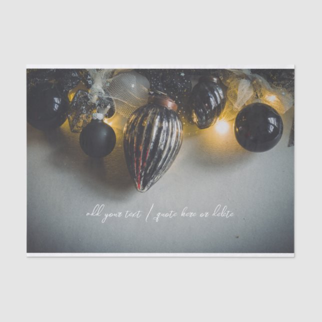 Papel De Seda Enfeites de natal Retro Cinza Preta (Frente )