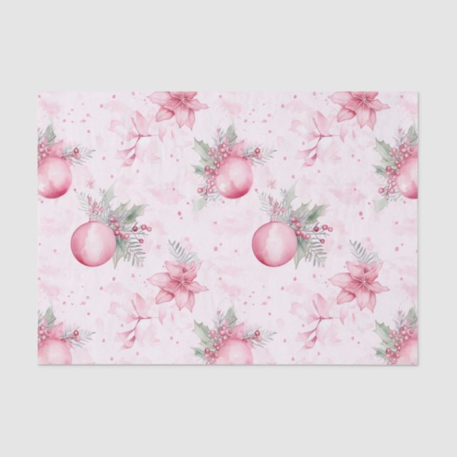 Papel De Seda Enfeites de natal Rosa Floral (Frente )