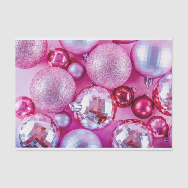 Papel De Seda Enfeites de natal Rosa Vibrantes (Frente )