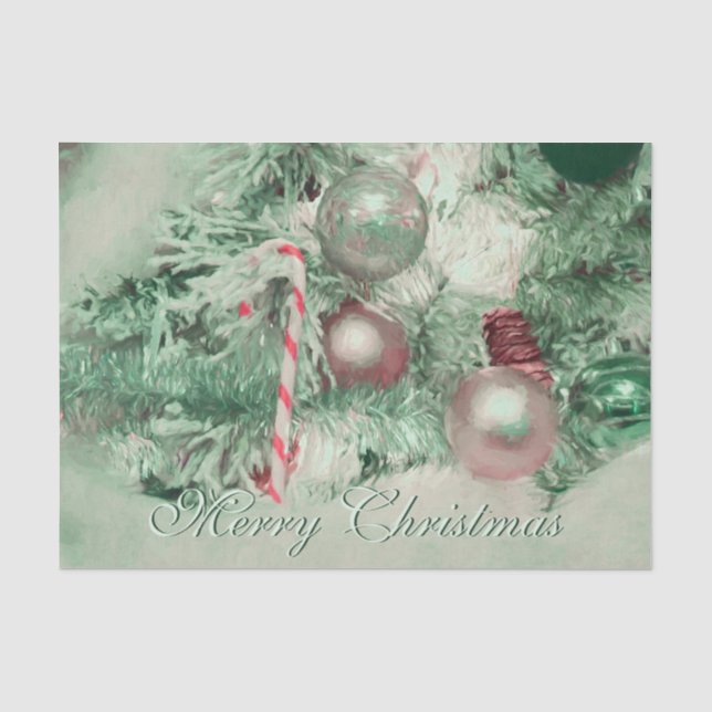 Papel De Seda Enfeites Feliz Natal Verde Rosa Árvore de Natal (Frente )