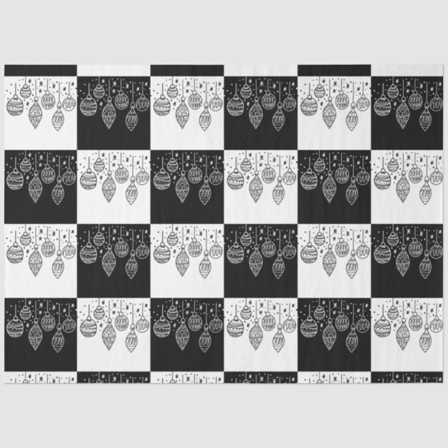 Papel De Seda Enfeites Pendurados Pretos e Brancos Elegantes Mod (Frente )
