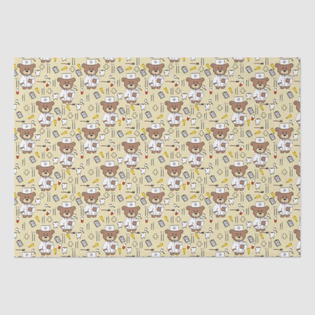 Papel De Seda Enfermeira de Urso de Pelúcia  (Frente )