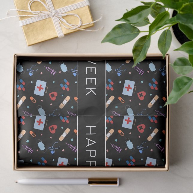 Papel De Seda Enfermeiro Personalizado | Padrão Médico (Presente)