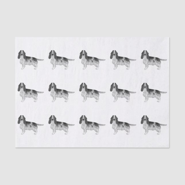 Papel De Seda English Cocker Spaniel em padrão preto e branco (Frente )