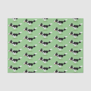 Papel De Seda Engraçado Cão da Borda Collie executando desenho a