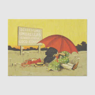 Papel De Seda Engraçado casal de vintagem Umbrella Beach Art