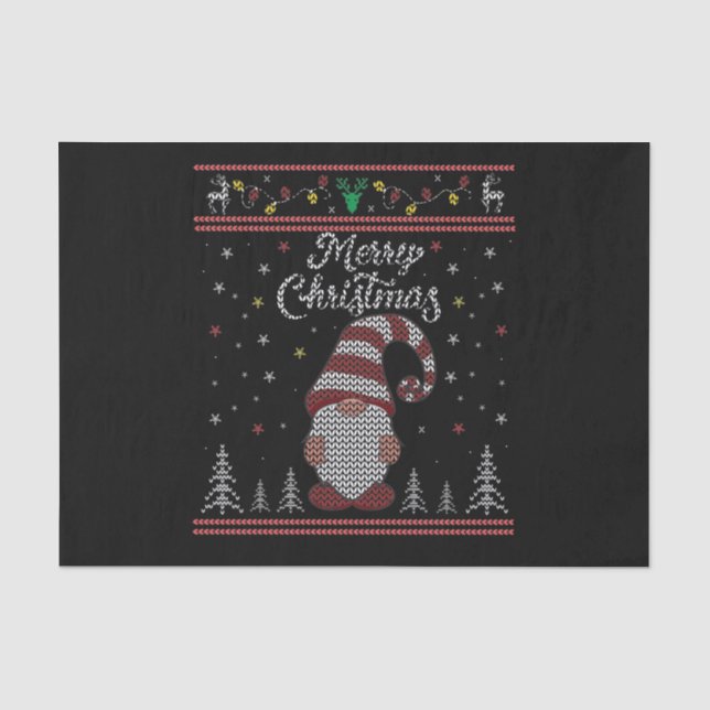 Papel De Seda Engraçado Gnomo Feliz Natal (Frente )