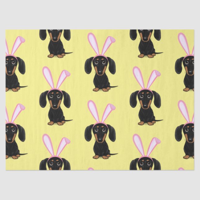 Papel De Seda Engraçado Páscoa, Coelhinho Negro e Tan Dachshund (Frente )
