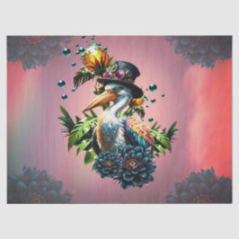 Papel De Seda Engraçado pelicano com chapéu de galinha