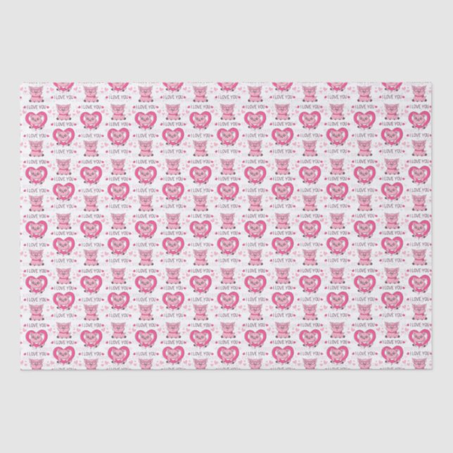 Papel De Seda Engraçado Pig Love Pun (Frente )