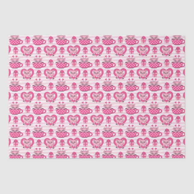 Papel De Seda Engraçado Pig Love Pun (Frente )