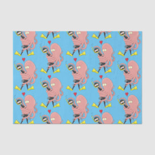 Papel De Seda Engraçado polvo abraços mergulham humor de desen