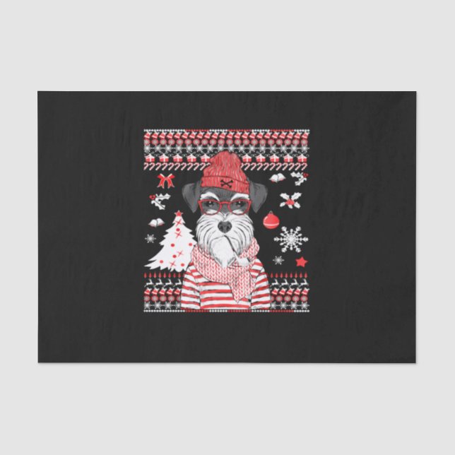 Papel De Seda Engraçado Schnauzer Dog Natal Gift (Frente )