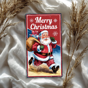 Papel De Seda Engraçado Vintage Papai Noel com saco de Natal