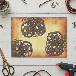 Papel De Seda Engrenagens Steampunk Industrial Vintage Enferruja