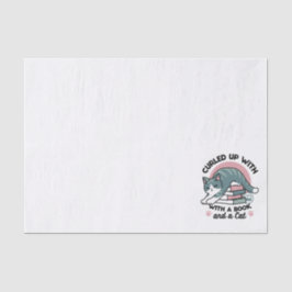 Papel De Seda Enrolados com um Livro e um Gato - Leitura de Gato