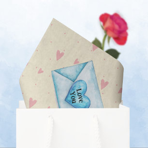 Papel De Seda Envelopes e Corações de São Valentim