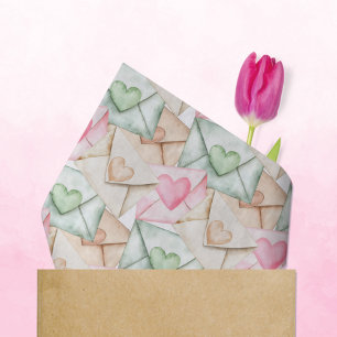 Papel De Seda Envelopes e Corações de São Valentim