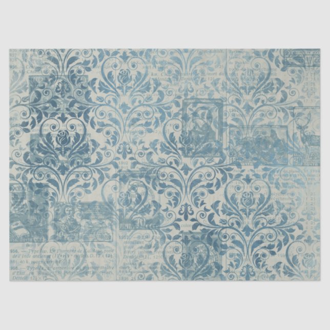 Papel De Seda Ephemera Blue Paper Series Design 17 (Frente )